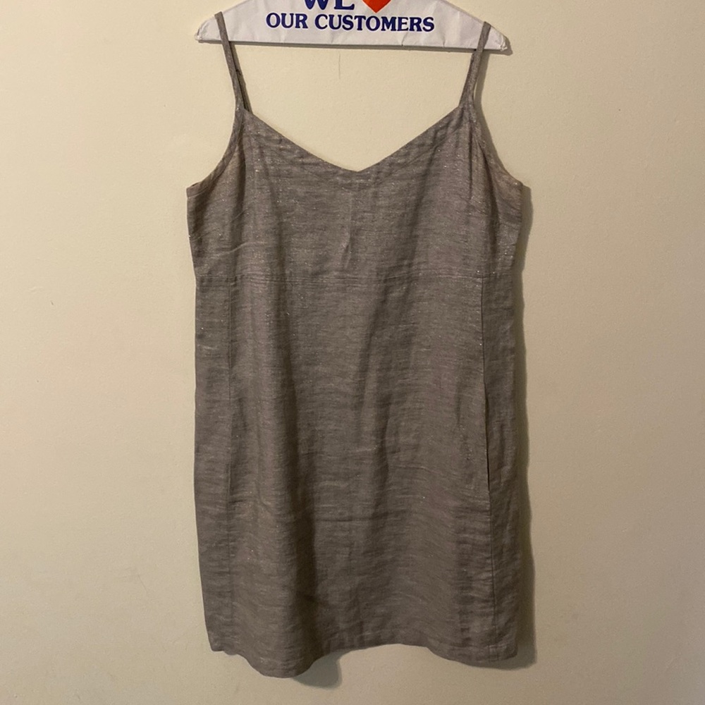 Eileen Fisher Linen Silver Dress Petite PL